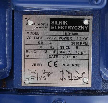 Silnik elektryczny 1,1KW 220V KD1800