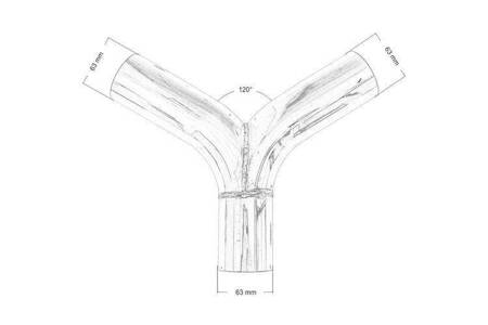 Trójnik wydechu 120st 63/63mm 304SS