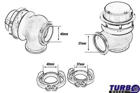 Wastegate zewnętrzny TurboWorks 40mm 0,5 Bar V-Band Blue