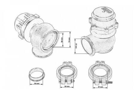 Wastegate zewnętrzny TurboWorks 60mm 2,2 Bar V-Band Purple