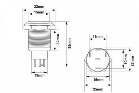 Włącznik 304SS 10A 19mm ON-OFF Red