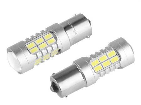 Żarówka VISION P21W BA15s 12/24V 27x 5730 SMD LED, z soczewką, CANBUS, biała, 2 szt.