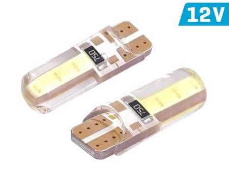 Żarówka VISION W5W (T10) 12V 2x COB LED, biała, silikonowa obudowa, 2 szt.