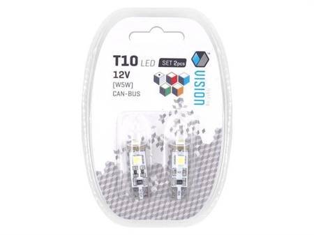 Żarówka VISION W5W (T10) 12V 3x 5050 SMD LED, CANBUS, biała, 2 szt.