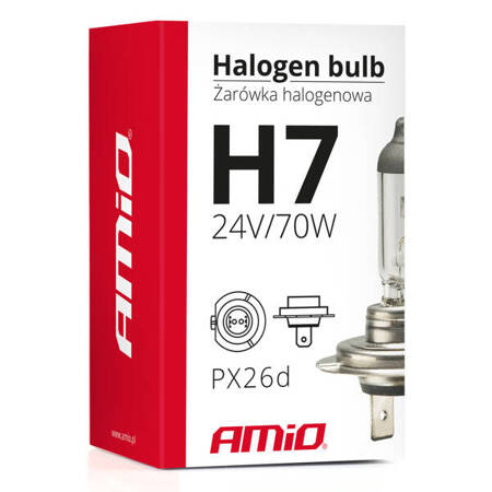 Żarówka halogenowa H7 24V 70W filtr UV (E8) AMIO-01252