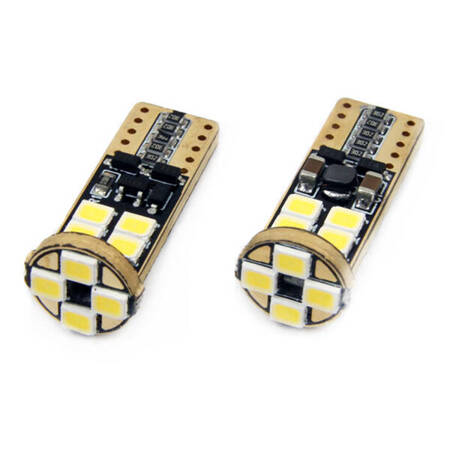 Żarówki LED CANBUS 12SMD 2835 T10e W5W White 12V 24V AMIO-01636