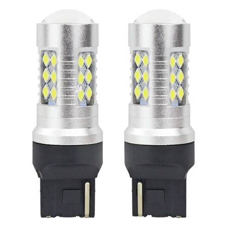 Zarówki LED CANBUS 3030 24SMD T20 7440 W21W White 12V 24V AMIO-01173