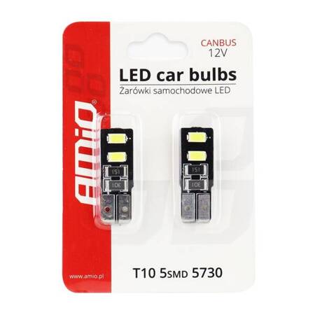 Żarówki LED CANBUS 4SMD 5730 T10 W5W White AMIO-01630