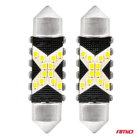 Żarówki LED CANBUS Festoon C5W 12SMD 2016 36mm White 12V 24V AMIO-04236