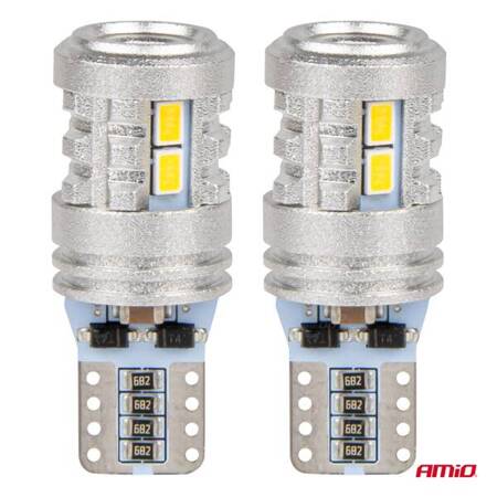 Żarówki LED STANDARD T10 W5W 6x3020 + 1x3030 SMD White 12V 24V AMIO-03718