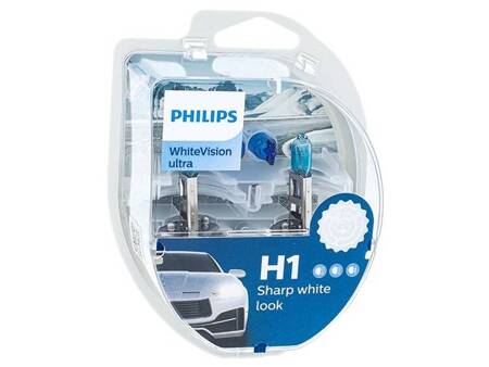 Żarówki PHILIPS H1 12V 55W P14,5s + W5W 12V 5W W21x9,5d WhiteVision ultra