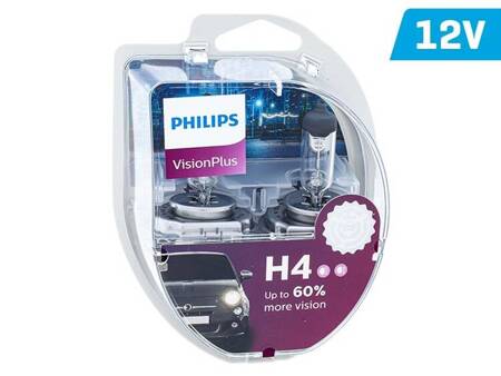 Żarówki PHILIPS H4 12V 60/55W P43t VisionPlus +60%