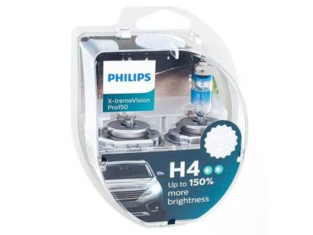 Żarówki PHILIPS H4 12V 60/55W P43t X-tremeVision PRO +150%