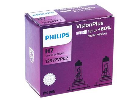 Żarówki PHILIPS H7 12V 55W PX26d VisionPlus +60%