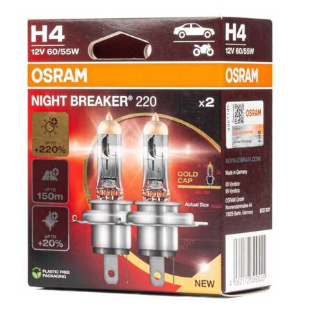 Żarówki halogenowe Osram H4 12V 60/55W P43t NIGHT BREAKER +220% /2 szt./