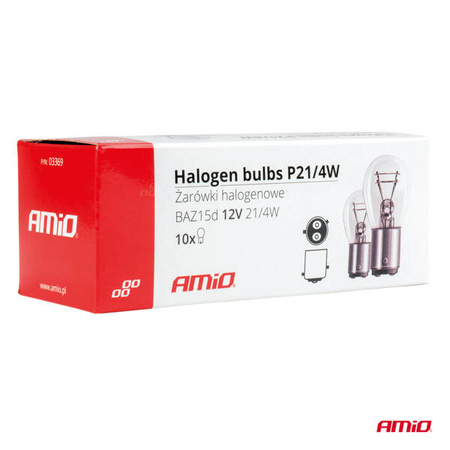 Żarówki halogenowe P21/4W 12V BAZ15d 10szt. AMIO-03369