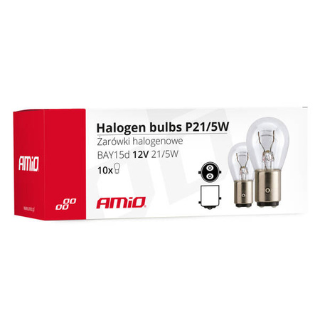 Żarówki halogenowe P21/5W BAY15D 12V 21W/5W 10 szt. (E4) AMIO-01488