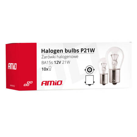 Żarówki halogenowe P21W BA15s 12V 10 szt. (E8) AMIO-01491