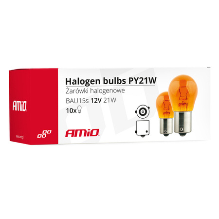 Żarówki halogenowe PY21W BAU15s 12V 21W AMBER 10 szt. (E8) AMIO-01158