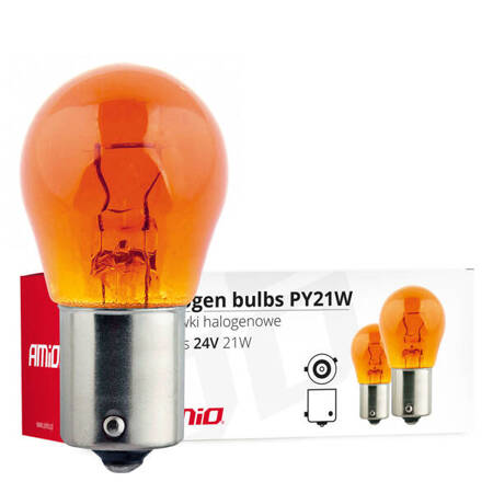 Żarówki halogenowe PY21W BAU15s 24V 21W AMBER 10 szt. (E8) AMIO-02573