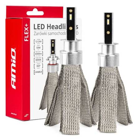 Żarówki samochodowe LED seria FLEX+ H1 12V 24V 6000K Canbus AMIO-03655