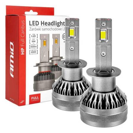 Żarówki samochodowe LED seria HP Full Canbus H1 12V 24V 6500K AMIO-03671