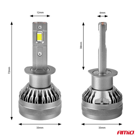 Żarówki samochodowe LED seria HP Full Canbus H1 12V 24V 6500K AMIO-03671