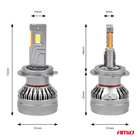 Żarówki samochodowe LED seria HP Full Canbus H7/H18 6500K AMIO-03674