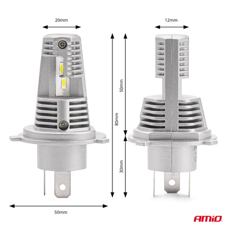 Żarówki samochodowe LED seria X1 H4/H19 6500K Canbus AMIO-02965