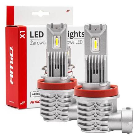 Żarówki samochodowe LED seria X1 H8 H9 H11 6500K Canbus AMIO-02967