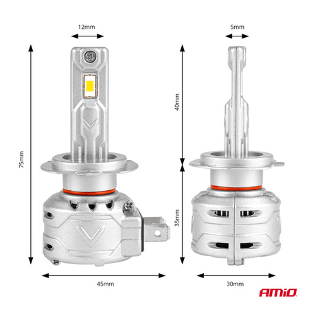 Żarówki samochodowe LED seria X2 H7 H18 6500K Canbus AMIO-02973