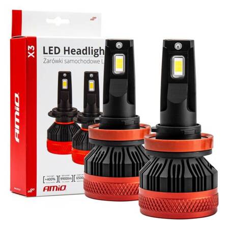 Żarówki samochodowe LED seria X3 H8 H9 H11 H16 6500K Canbus AMIO-02981