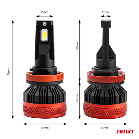 Żarówki samochodowe LED seria X3 H8 H9 H11 H16 6500K Canbus AMIO-02981